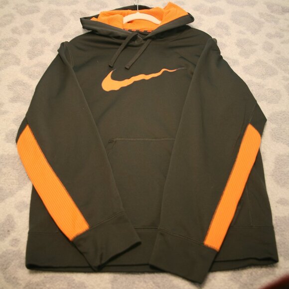 Nike Men's Therma-Fit Hooded Sweatshirt, Size Small, Black/Orange - Picture 2 of 3